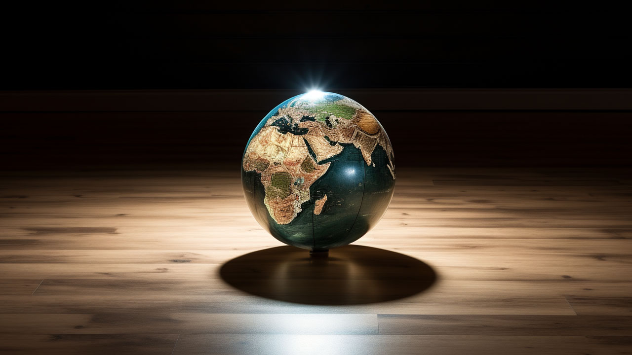Erdkugel auf Holzboden