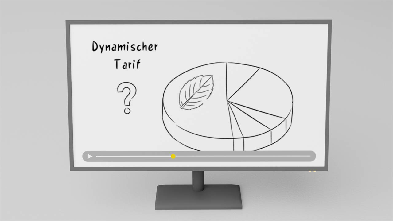 Bildschirm zeigt Erklärvideo über Dynamische Tarife